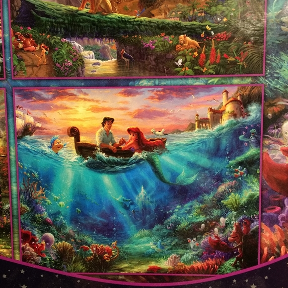 Disney Thomas Kinkade 4 in 1 Puzzle 500pc Cinderella Mickey Lion King Mermaid - Picture 4 of 8